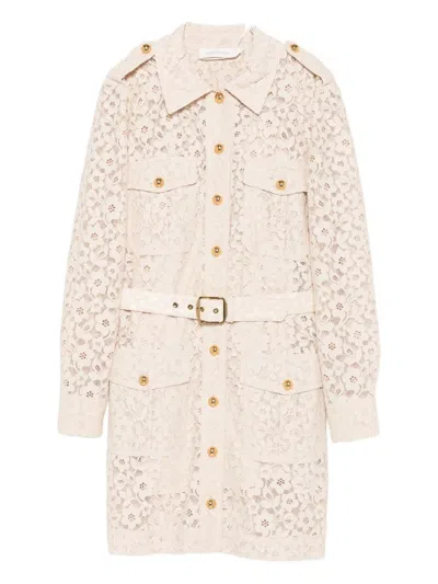 Zimmermann Silk Floral Dress In Sand