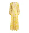 Zimmermann Golden Tropical Floral Long Sleeve Silk Maxi Dress