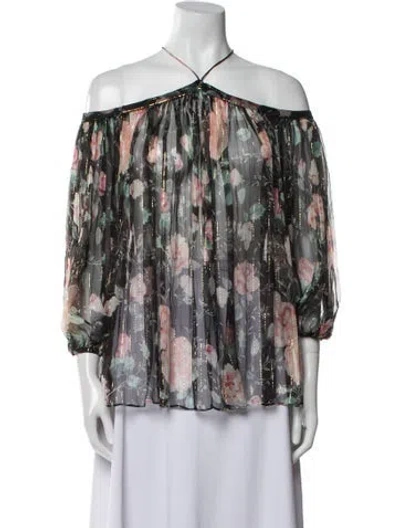 Pre-owned Zimmermann Silk Floral Print Blouse In Black