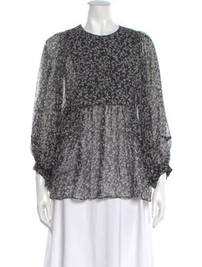 Pre-owned Zimmermann Silk Floral Print Blouse In Black