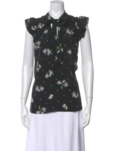 Pre-owned Zimmermann Silk Floral Print Blouse In Black