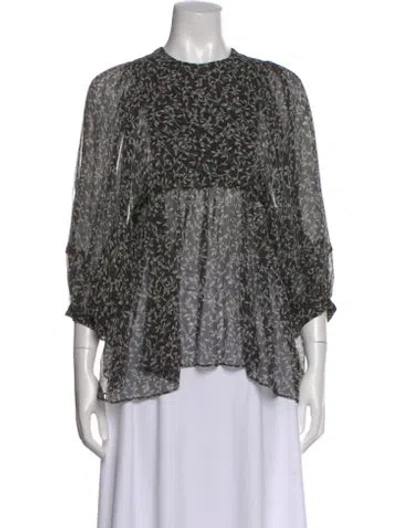 Pre-owned Zimmermann Silk Floral Print Blouse In Black