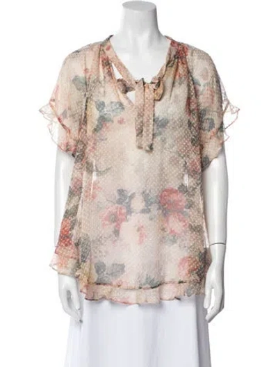 Pre-owned Zimmermann Silk Floral Print Blouse In Multi