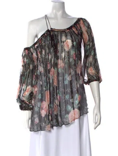 Pre-owned Zimmermann Silk Floral Print Blouse In Multi