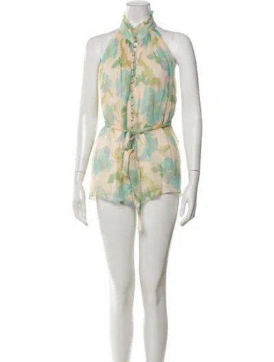 Pre-owned Zimmermann Silk Floral Print Blouse In Multi