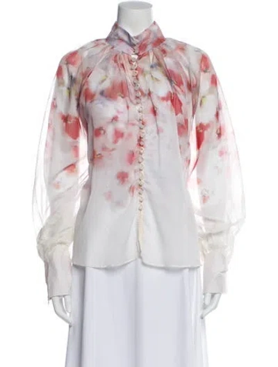 Pre-owned Zimmermann Silk Floral Print Blouse In Multi