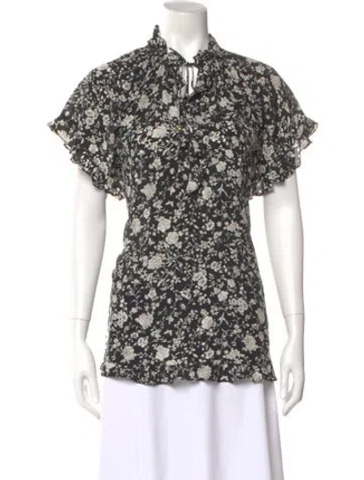 Pre-owned Zimmermann Silk Floral Print Blouse In Multi