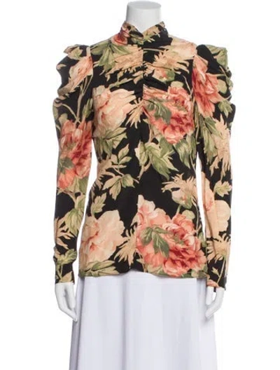 Pre-owned Zimmermann Silk Floral Print Blouse In Multi