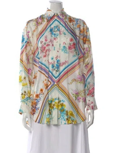 Pre-owned Zimmermann Silk Floral Print Blouse In Multi