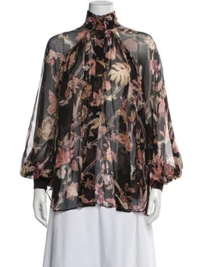 Pre-owned Zimmermann Silk Floral Print Blouse In Multi