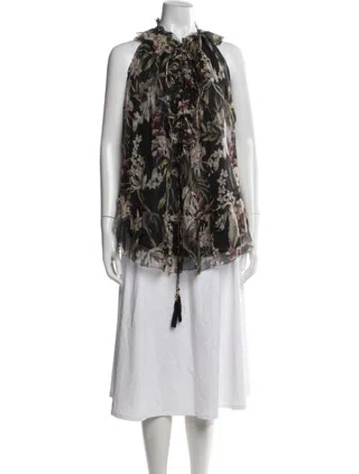 Pre-owned Zimmermann Silk Floral Print Blouse In Multi