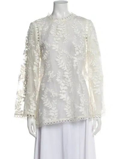 Pre-owned Zimmermann Silk Floral Print Blouse In Neutral
