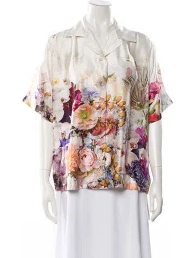 Pre-owned Zimmermann Silk Floral Print Blouse In Neutral