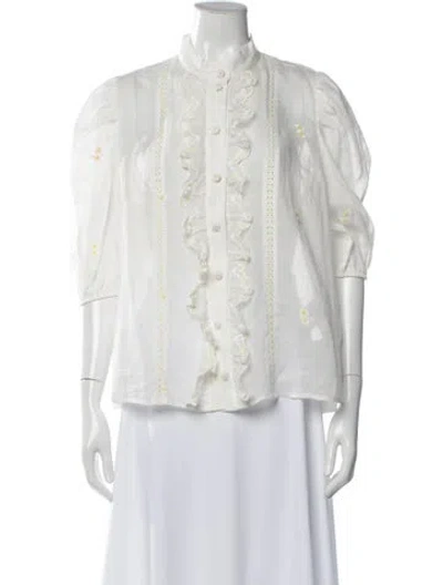 Pre-owned Zimmermann Silk Floral Print Blouse In Neutral