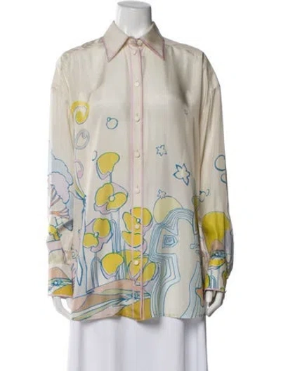 Pre-owned Zimmermann Silk Floral Print Blouse In Neutral
