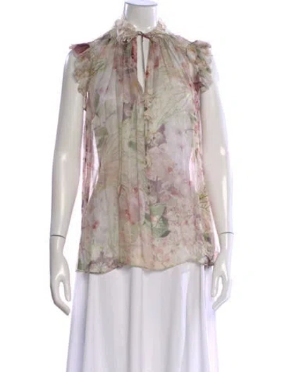 Pre-owned Zimmermann Silk Floral Print Blouse In Neutral