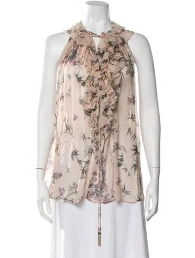 Pre-owned Zimmermann Silk Floral Print Blouse In Neutral
