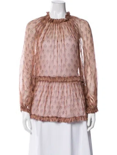 Pre-owned Zimmermann Silk Floral Print Blouse In Neutrals