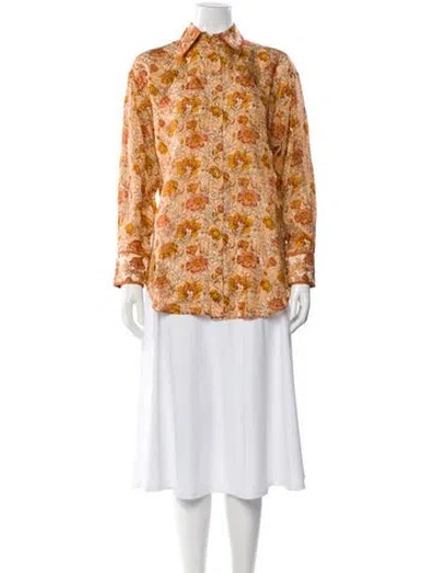 Pre-owned Zimmermann Silk Floral Print Blouse In Orange