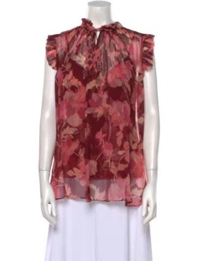 Pre-owned Zimmermann Silk Floral Print Blouse In Pink