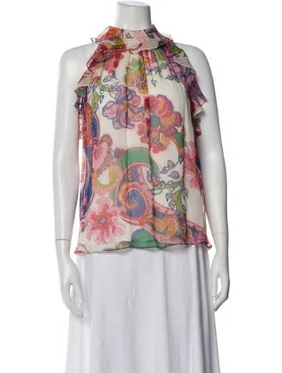 Pre-owned Zimmermann Silk Floral Print Blouse In Pink