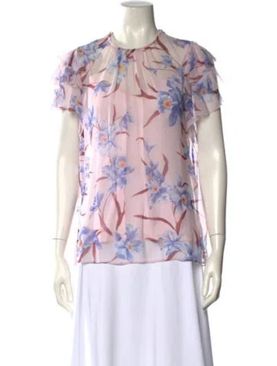 Pre-owned Zimmermann Silk Floral Print Blouse In Pink