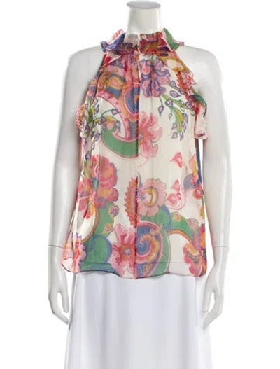Pre-owned Zimmermann Silk Floral Print Blouse In Pink
