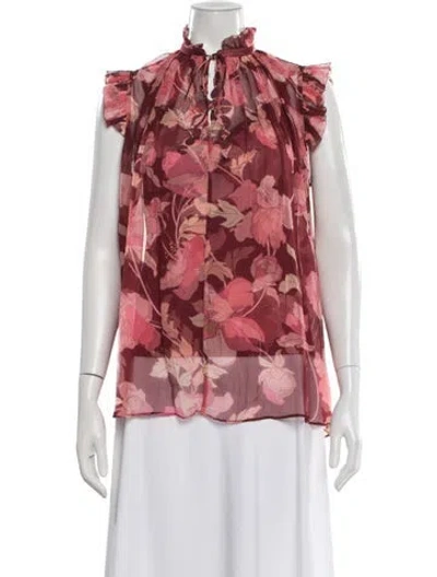 Pre-owned Zimmermann Silk Floral Print Blouse In Pink