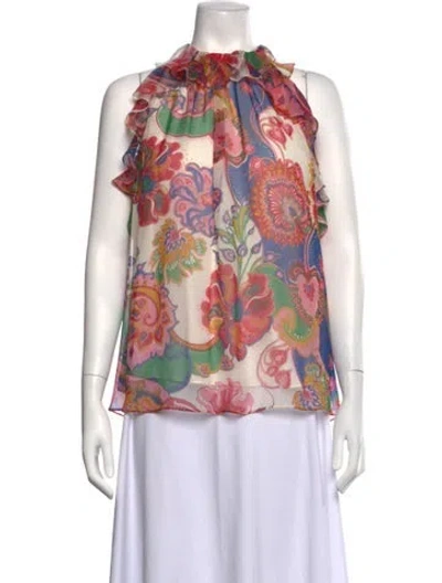 Pre-owned Zimmermann Silk Floral Print Blouse In Pink