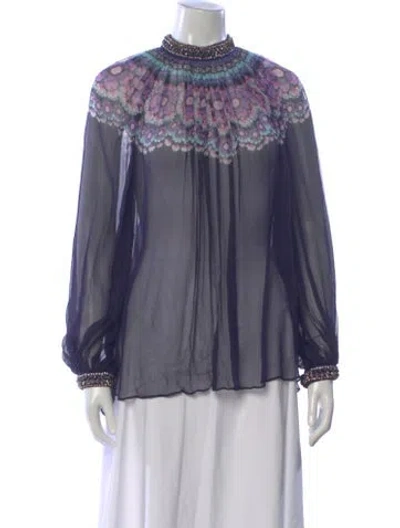 Pre-owned Zimmermann Silk Floral Print Blouse In Purple