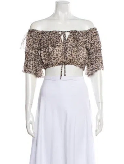 Pre-owned Zimmermann Silk Floral Print Crop Top In Multi