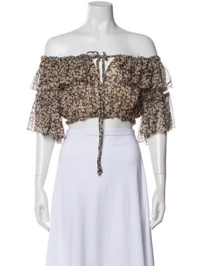 Pre-owned Zimmermann Silk Floral Print Crop Top In Multi