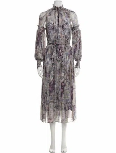 Pre-owned Zimmermann Silk Floral Print Dress Set In Purple