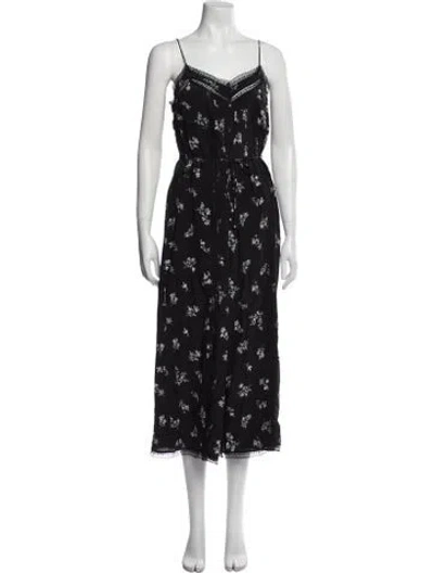 Pre-owned Zimmermann Silk Floral Print Jumpsuit In Black