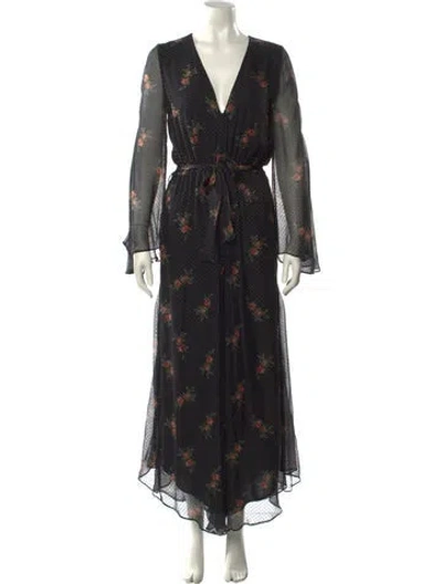 Pre-owned Zimmermann Silk Floral Print Jumpsuit In Black