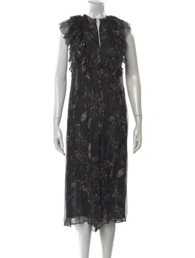 Pre-owned Zimmermann Silk Floral Print Jumpsuit In Black