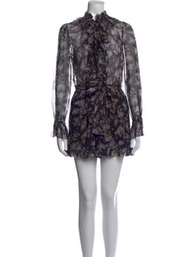 Pre-owned Zimmermann Silk Floral Print Jumpsuit In Black