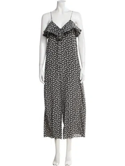 Pre-owned Zimmermann Silk Floral Print Jumpsuit In Black