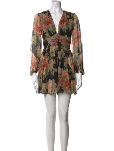 Pre-owned Zimmermann Silk Floral Print Jumpsuit In Black