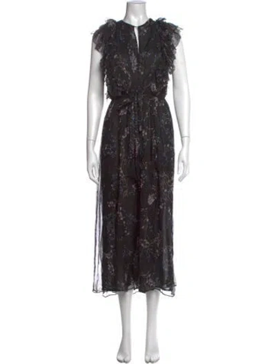 Pre-owned Zimmermann Silk Floral Print Jumpsuit In Black