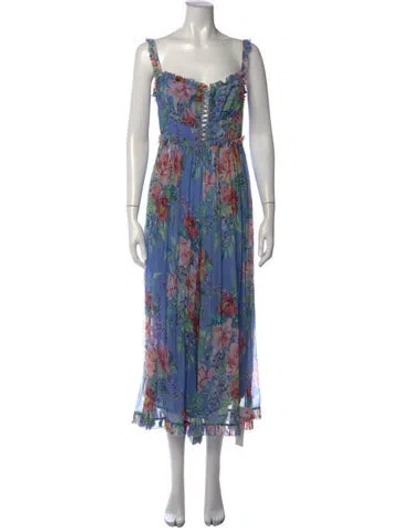 Pre-owned Zimmermann Silk Floral Print Jumpsuit In Blue