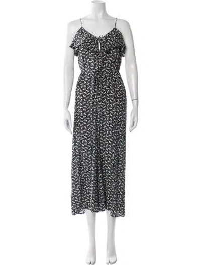 Pre-owned Zimmermann Silk Floral Print Jumpsuit In Grey