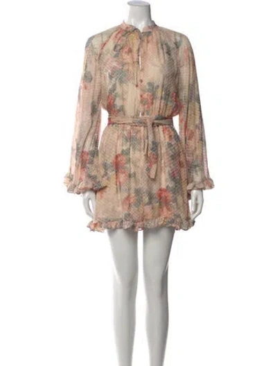 Pre-owned Zimmermann Silk Floral Print Jumpsuit In Neutral