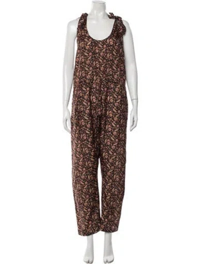 Pre-owned Zimmermann Silk Floral Print Jumpsuit In Orange
