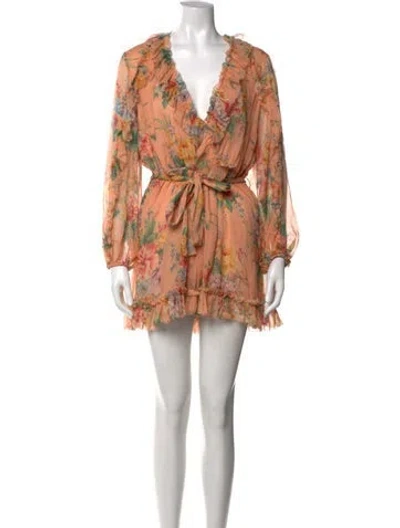 Pre-owned Zimmermann Silk Floral Print Jumpsuit In Pink