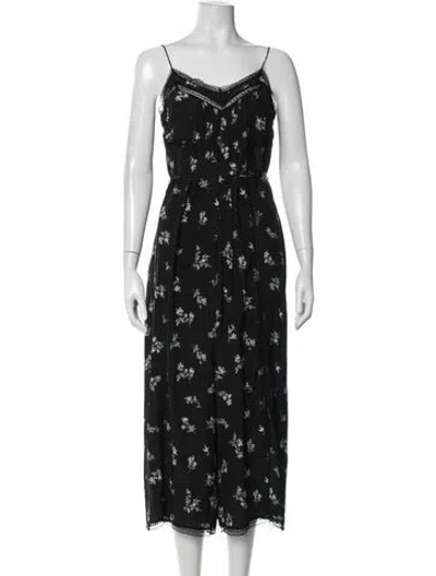 Pre-owned Zimmermann Silk Floral Print Jumpsuit W/ Tags In Black