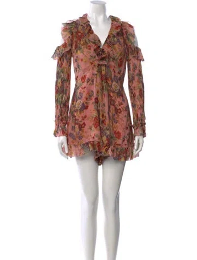 Pre-owned Zimmermann Silk Floral Print Jumpsuit W/ Tags In Multi