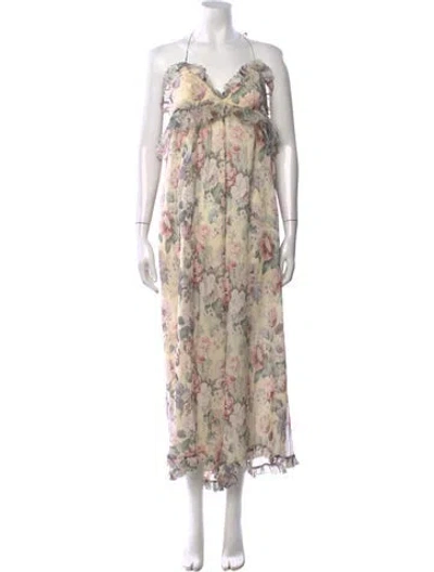 Pre-owned Zimmermann Silk Floral Print Jumpsuit W/ Tags In White