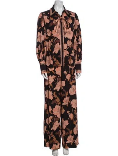 Pre-owned Zimmermann Silk Floral Print Pant Set In Black