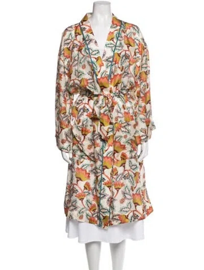 Pre-owned Zimmermann Silk Floral Print Robe In Green/pink/red